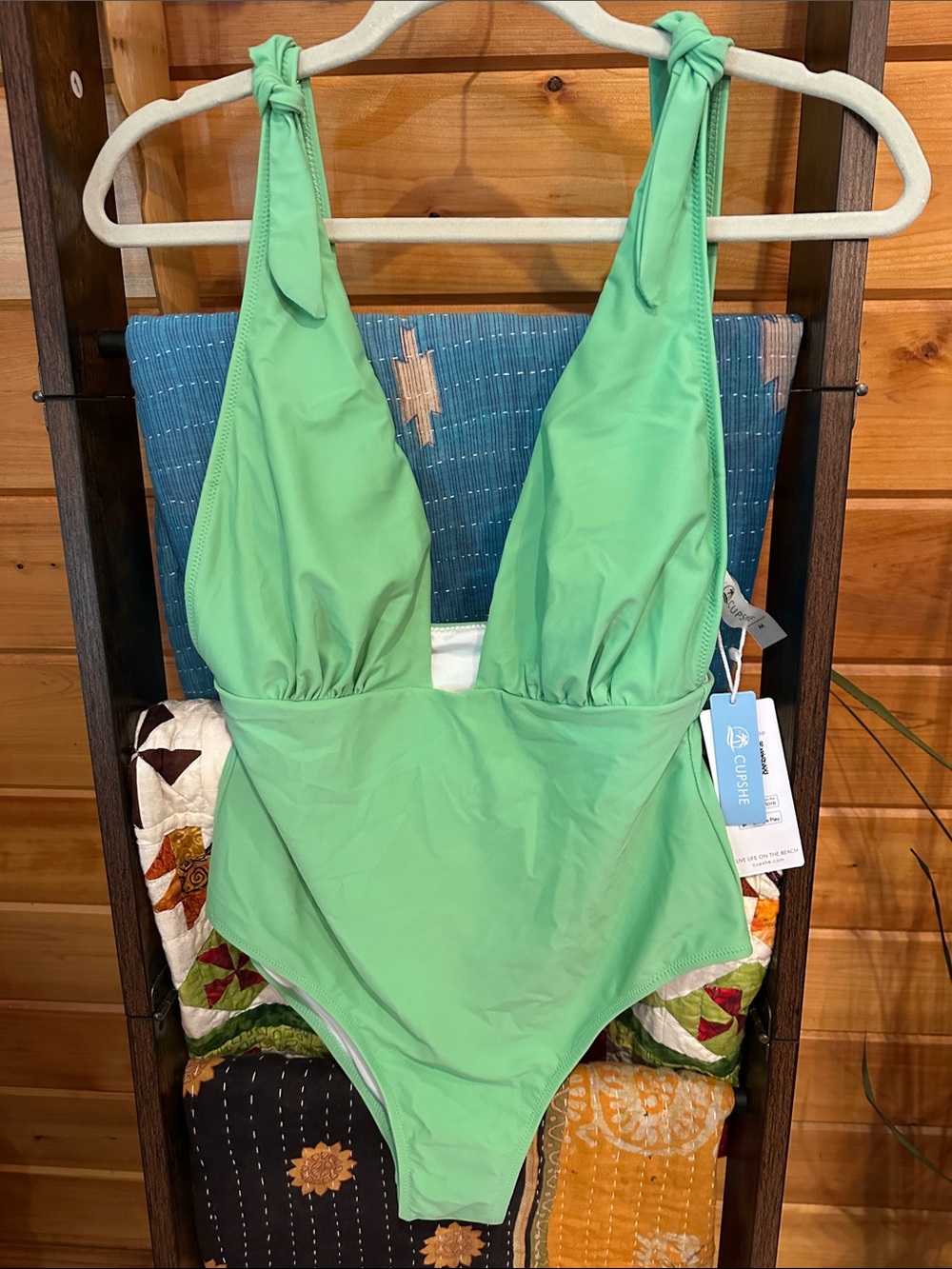 Cupshe Mint Green Knot-Shoulder One-Piece Swimsuit